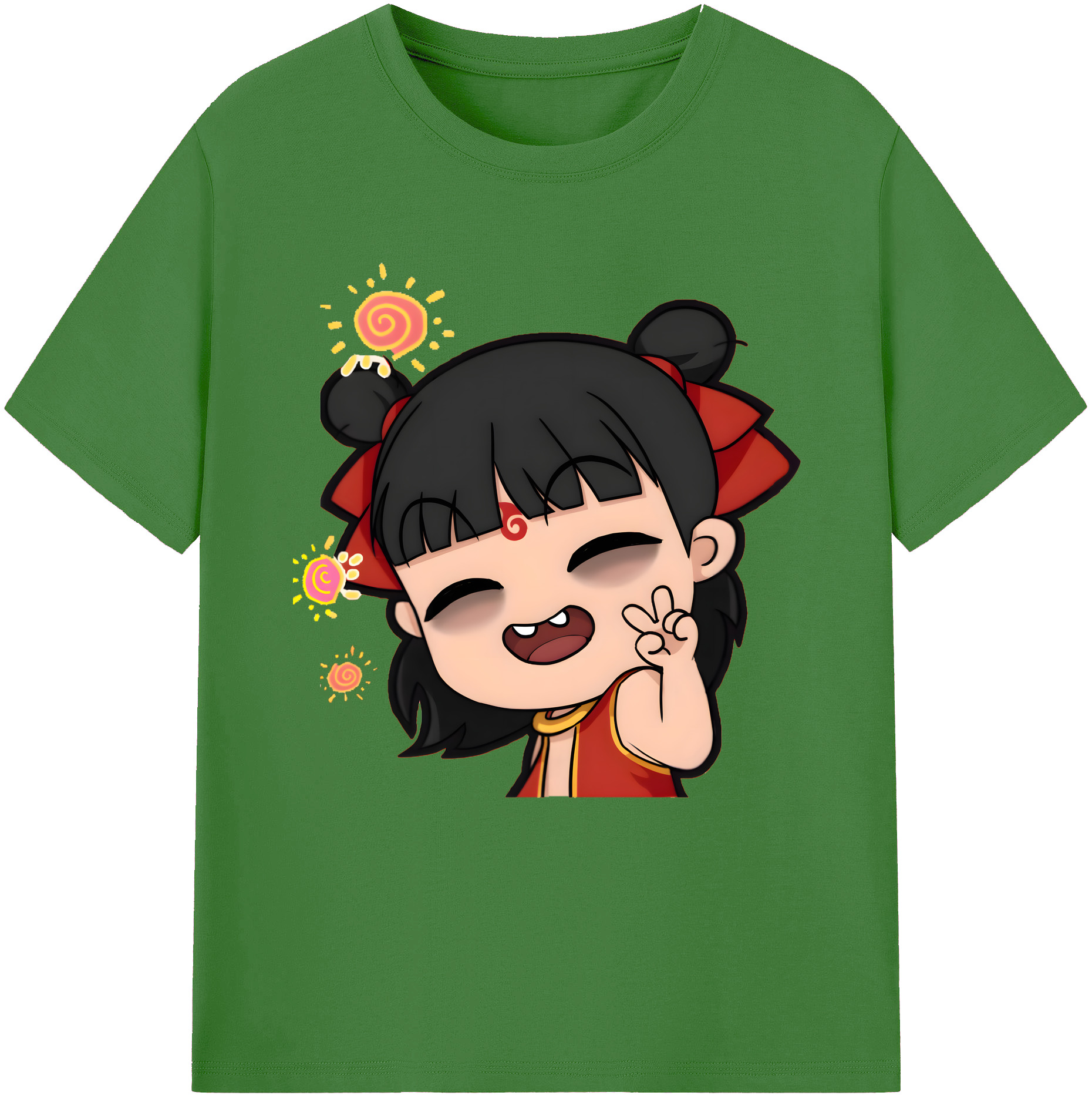 （画像用） Ne Zha 2 ナタ 魔童の大暴れ レディースカジュアルプリントTシャツ（綿100％）